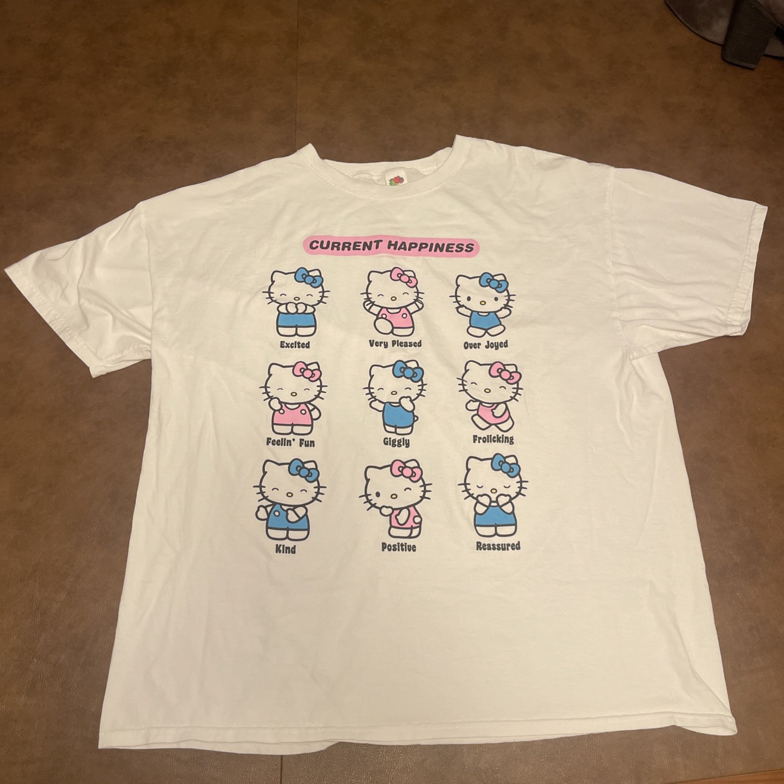 Hello Kitty Current Happiness Graphic T-shirt Size L Made In Honduras White