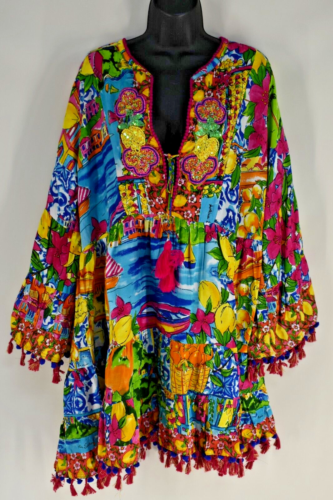 ANTICA SARTORIA 2024 SORRENTO BY THE SEA TIE FRONT DRESS NWT O/S