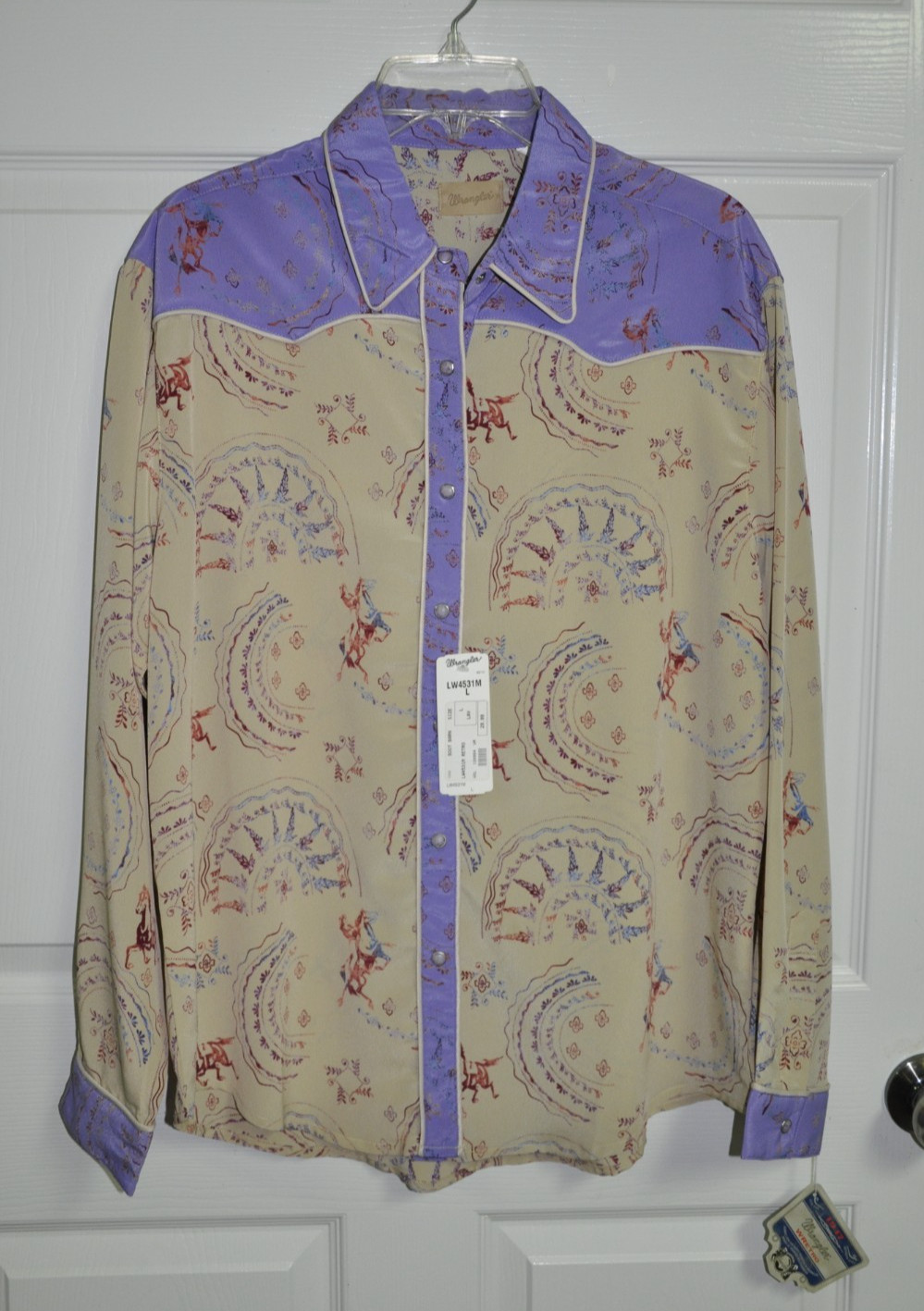 WRANGLER Womens Boho Cowgirl Fancy Lightweight Western Shirt Size Large NWT