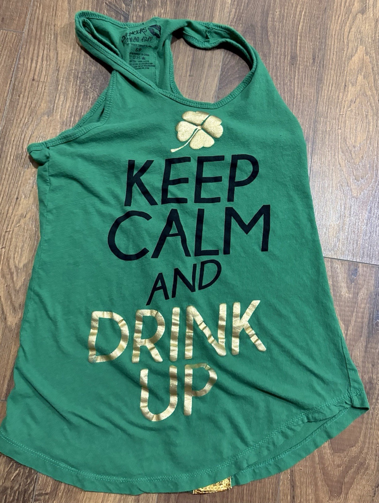 Spencers Women’s S/P Green Cotton Racerback Scoop Neck St. Patrick’s Day Tank