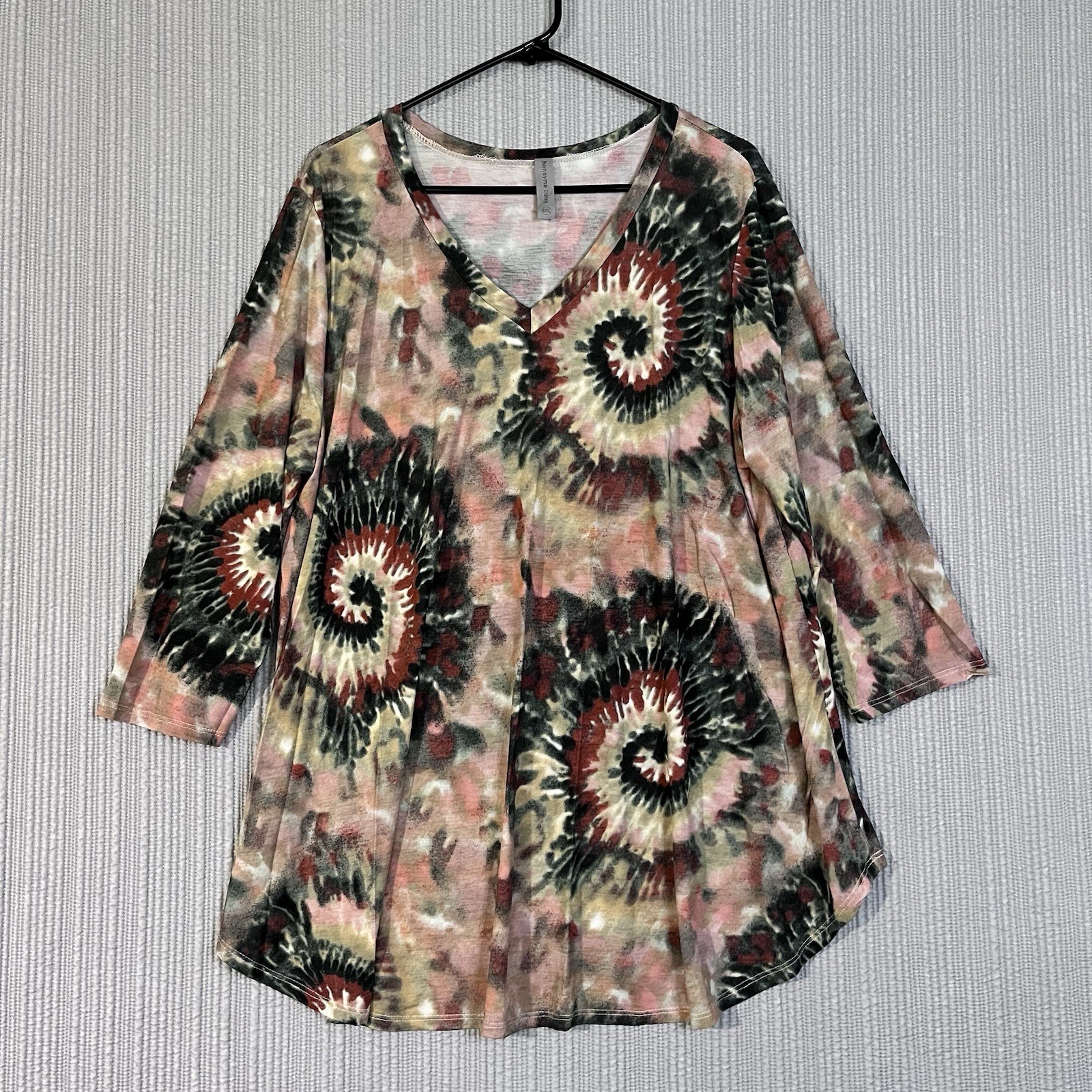 Honeyme Curvy V-neck Pullover Tunic Top Womens XXXL Abstract Autumn Colors