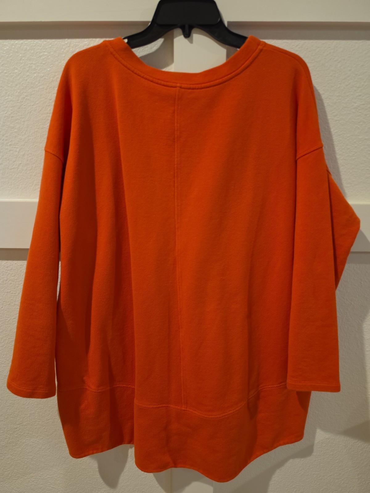 Eileen Fisher XL Organic Cotton Orange Textured Knit Tunic Knit Top Autumn Fall