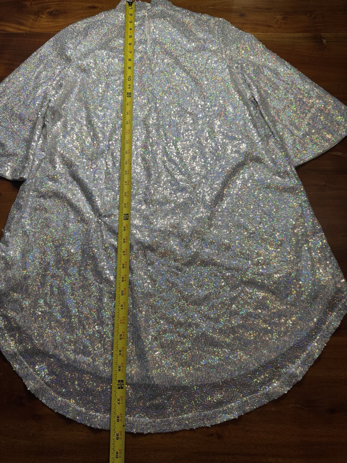 Made With Love Womens Silver Sparkle Sequins Hi-low Tunic Blouse Sz S – NEW