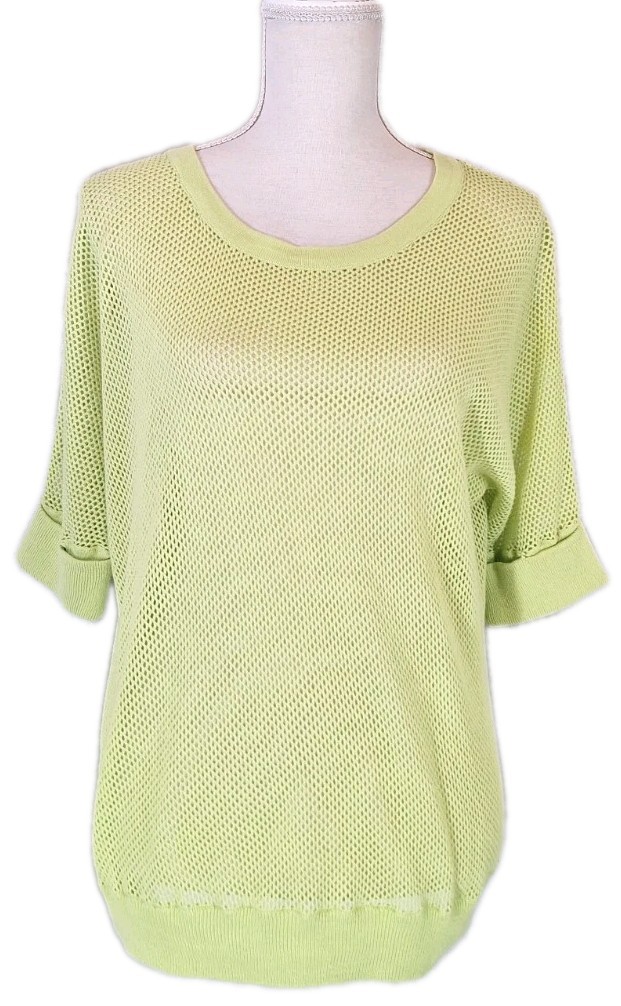 FOREVER 21 SzL Sheer Fishnet Open-Knit Tunic Cover-Up Layering Top Lime Green