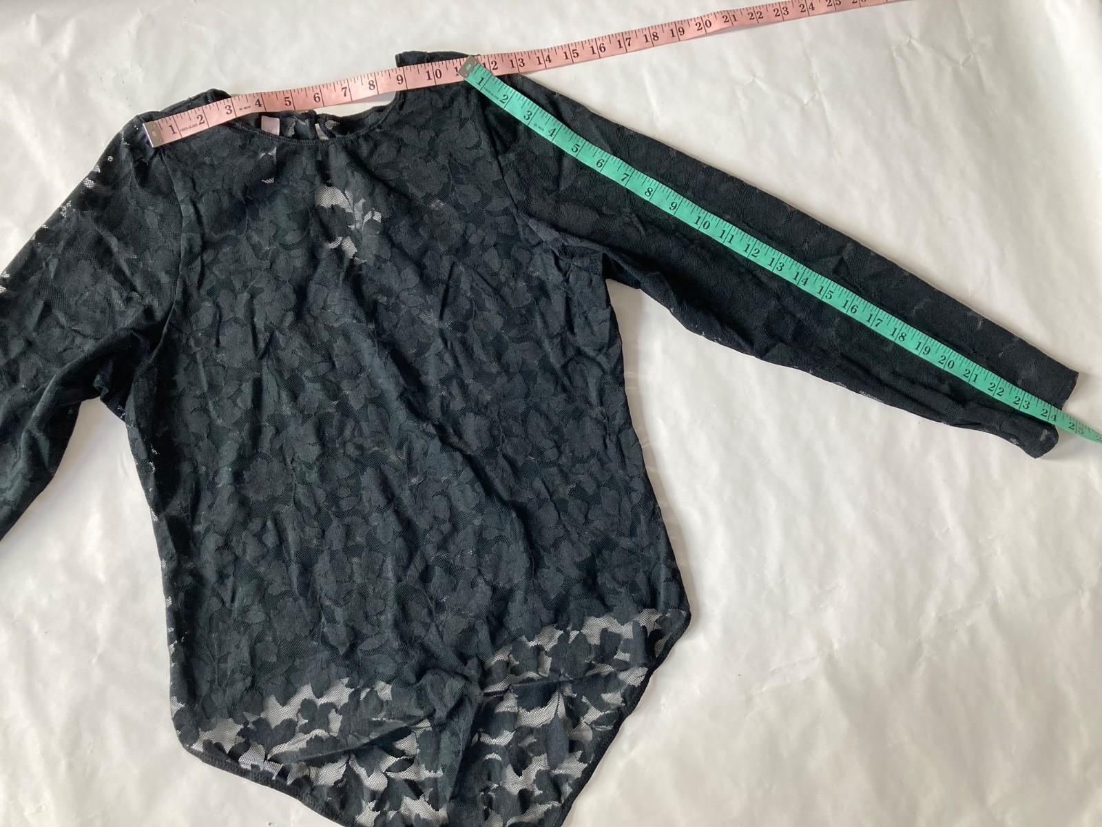 AUDEN Women Black lace Long Sleeved Bodysuit XXL