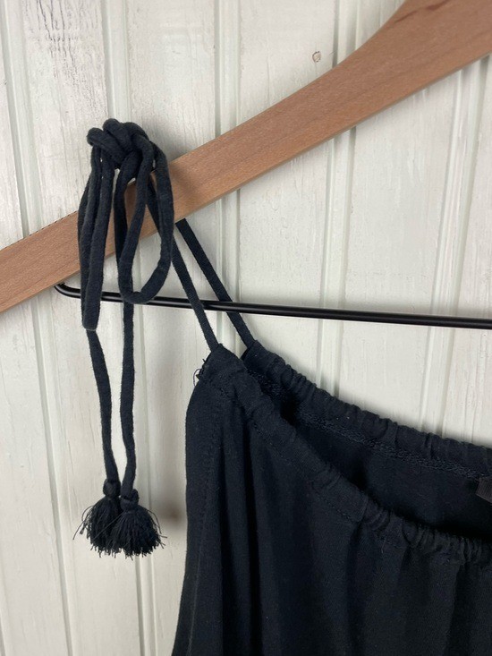 J. Crew Black Tie-strap Eyelet Trim Tank Top Cami Size Large Cotton Blend J1515