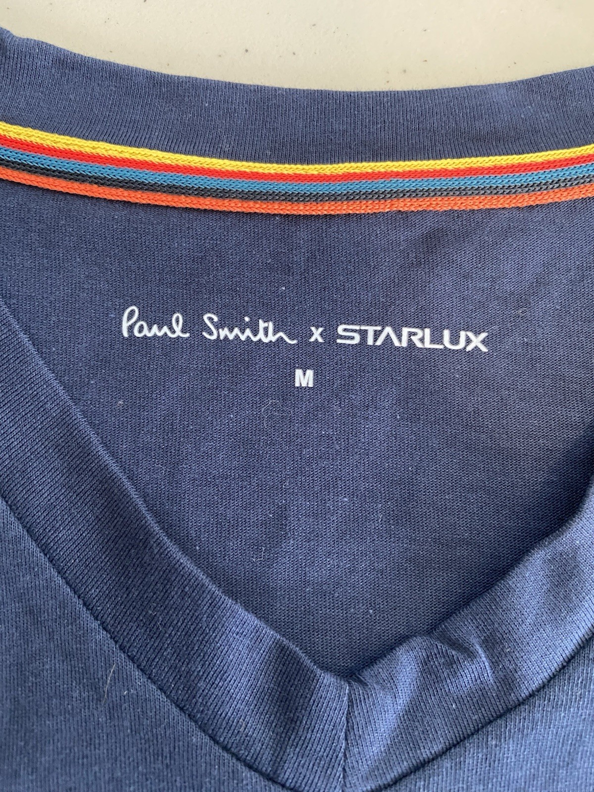 Paul Smith Starlux TopWomen M Organic Cotton V Neck Stripe Detail Minimalist