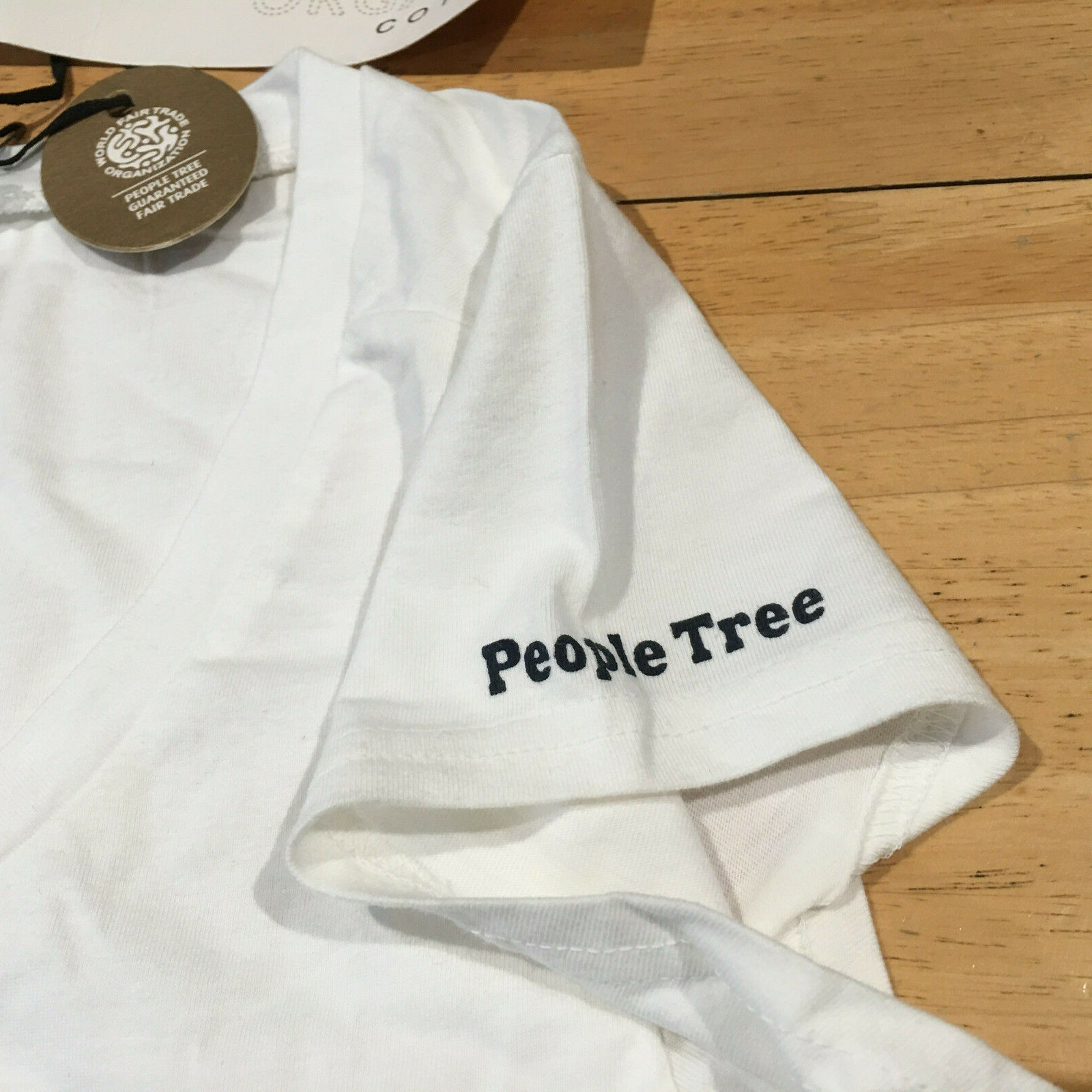 People Tree AMY’S LOVE Fair Food+Fair Fashion Organic Foodie White Tshirt Sz M