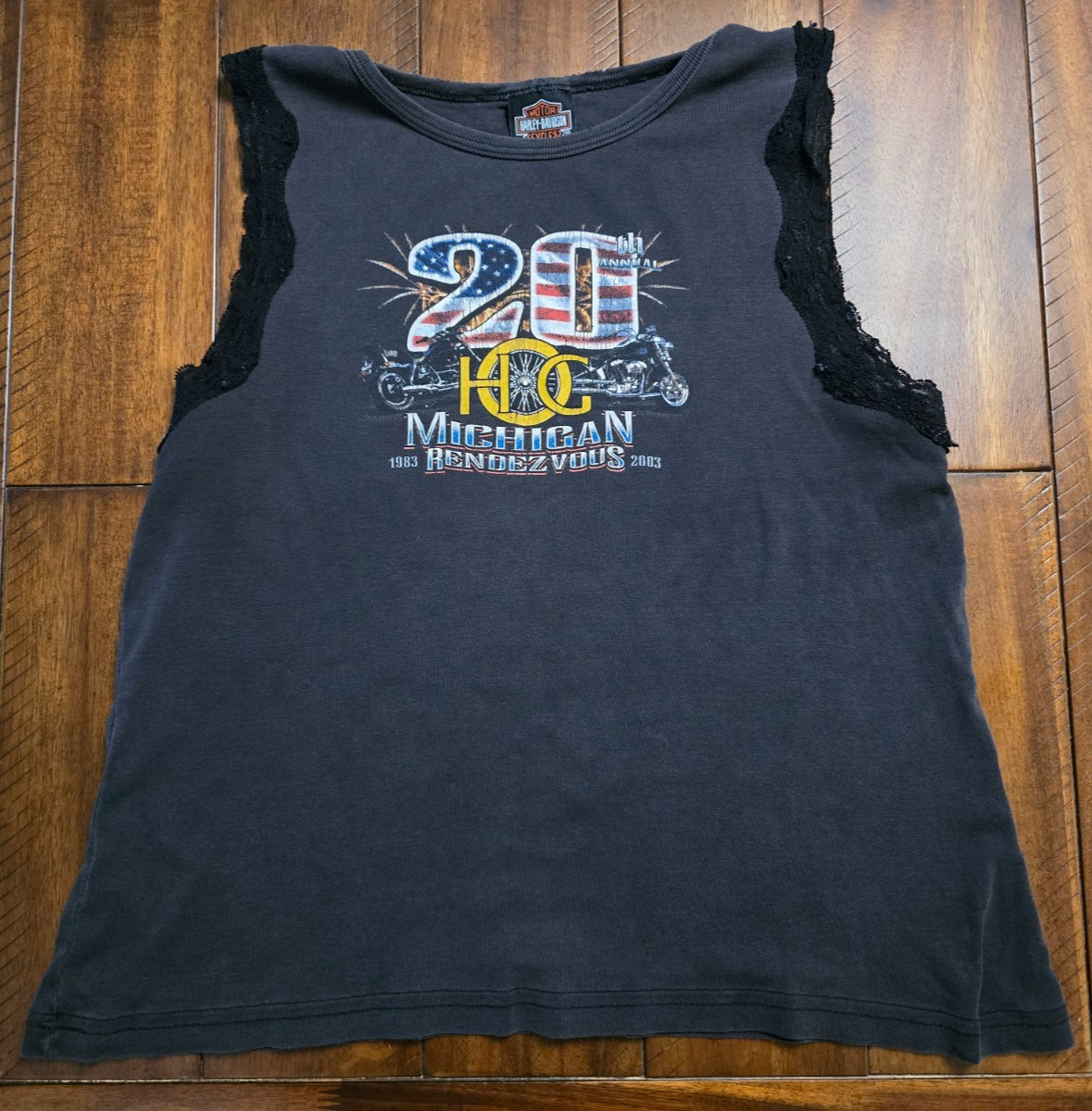 Vintage Harley Owners Group Tank Top Sleveless Women’s XL Made in USA Distressed