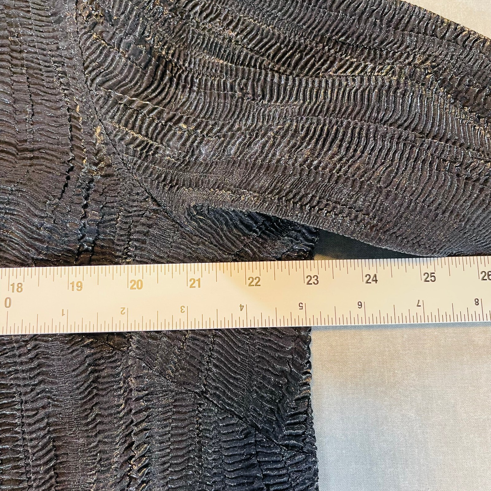 Napa Valley Woman 1X Blouse Shirt Black Metallic Crinkle Textured Button Up