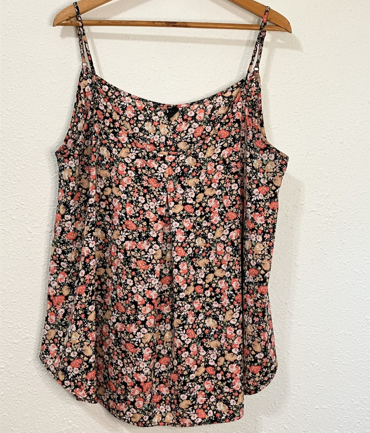 Shein Curve 2XL Floral Cami Tank Top Adjustable Strap Black Boho Lightweight