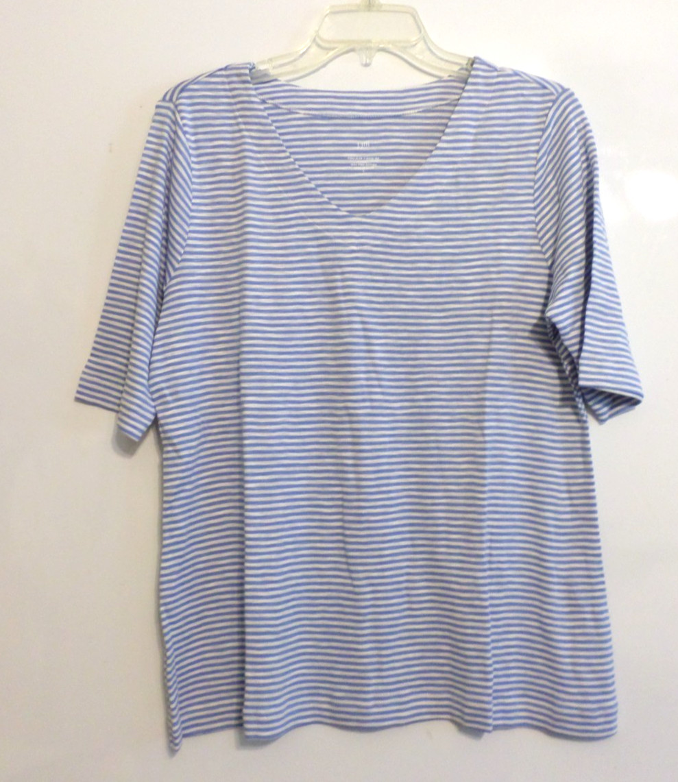 NWT! PIMA SLUB ELBOW SLEEVE TEE-XL-BLUEBELL/CREAM STRIPE-BEAUTIFUL!
