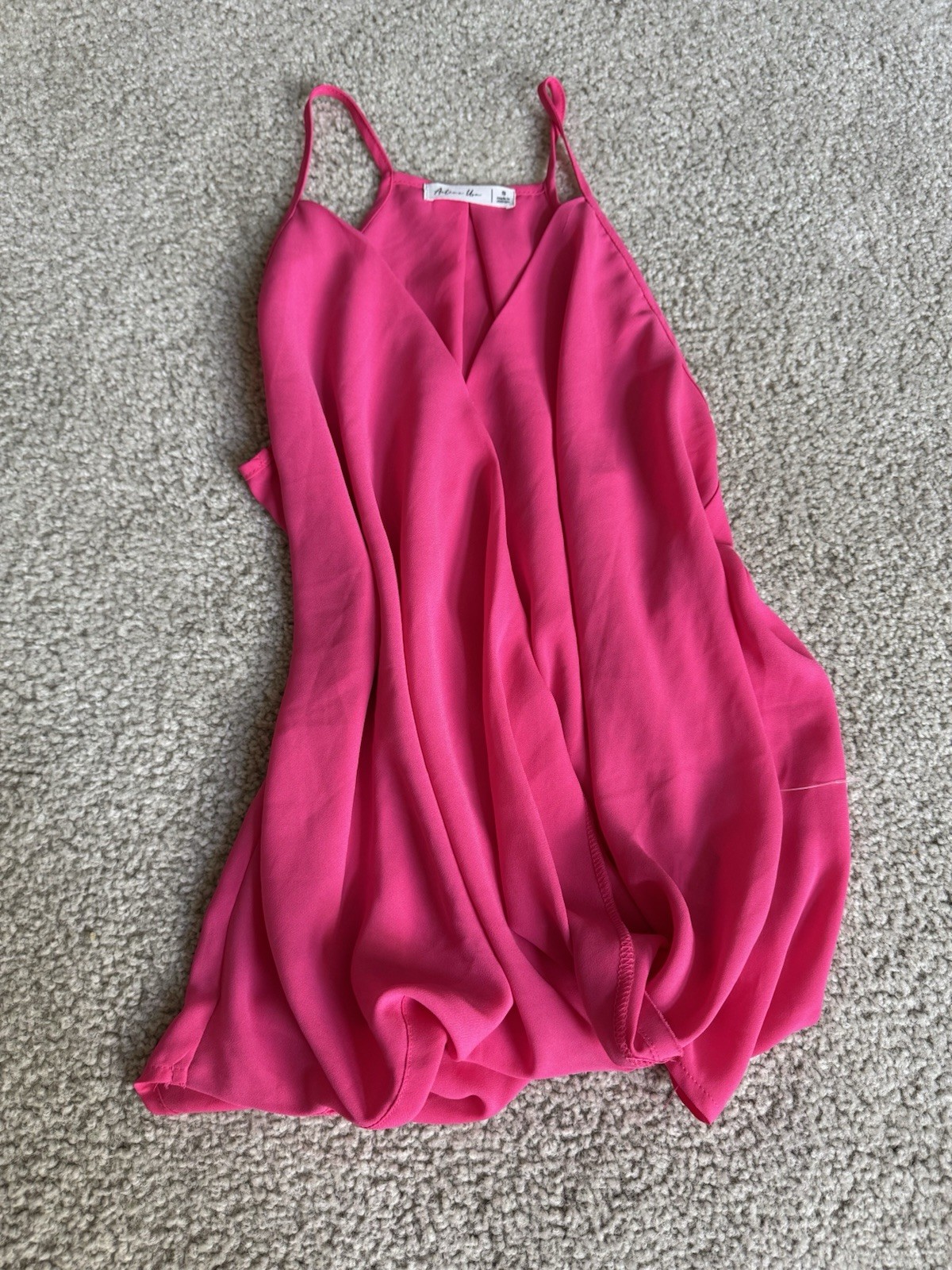 Active USA Pink Tank Top Womens Small Hot Pink Strappy Loose Shirt Casual Summee