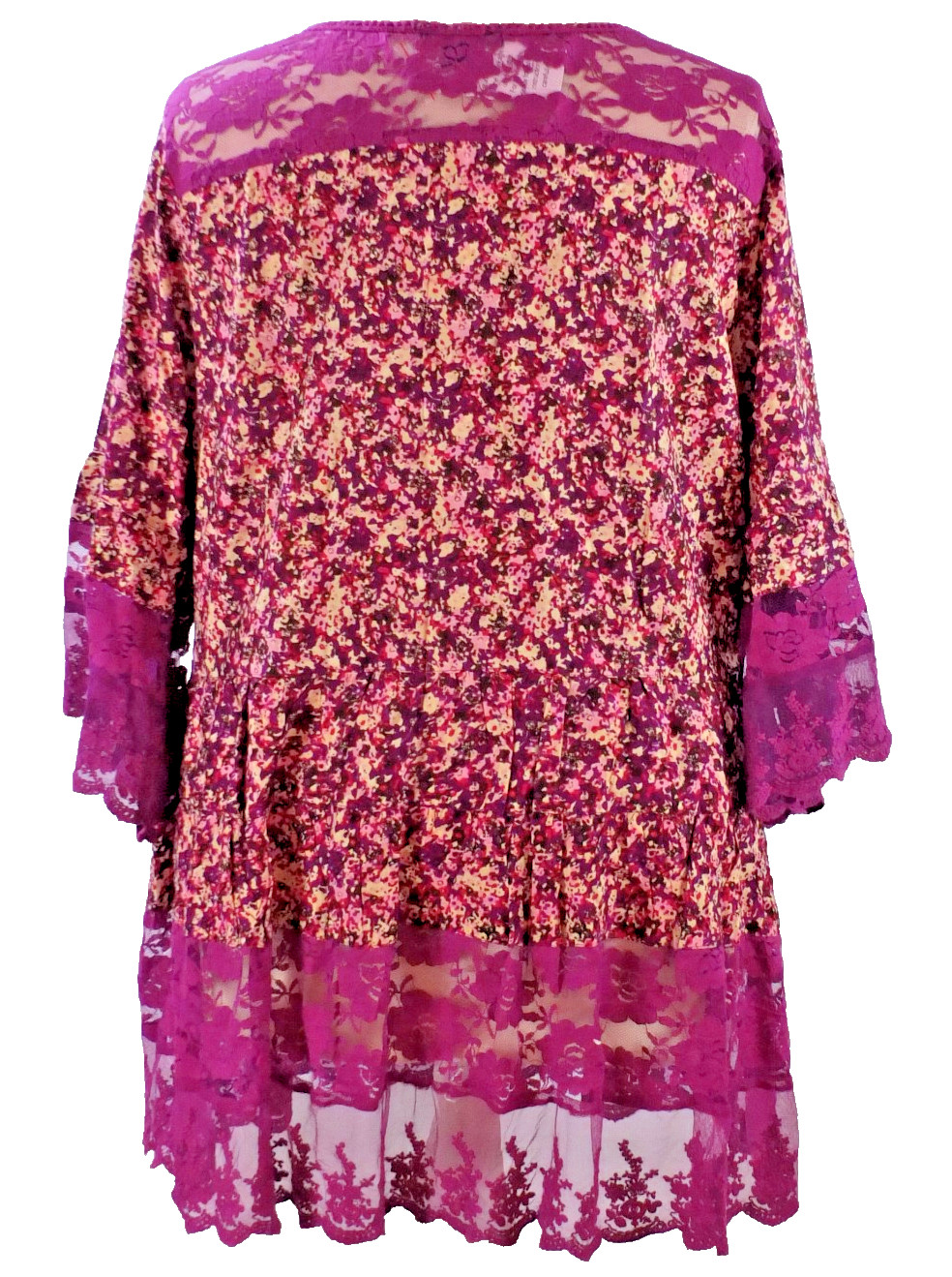 NEW Roaman’s Multi-color Plus Size 32W Blouse Tiered Pintuck Pleats Lace Trim