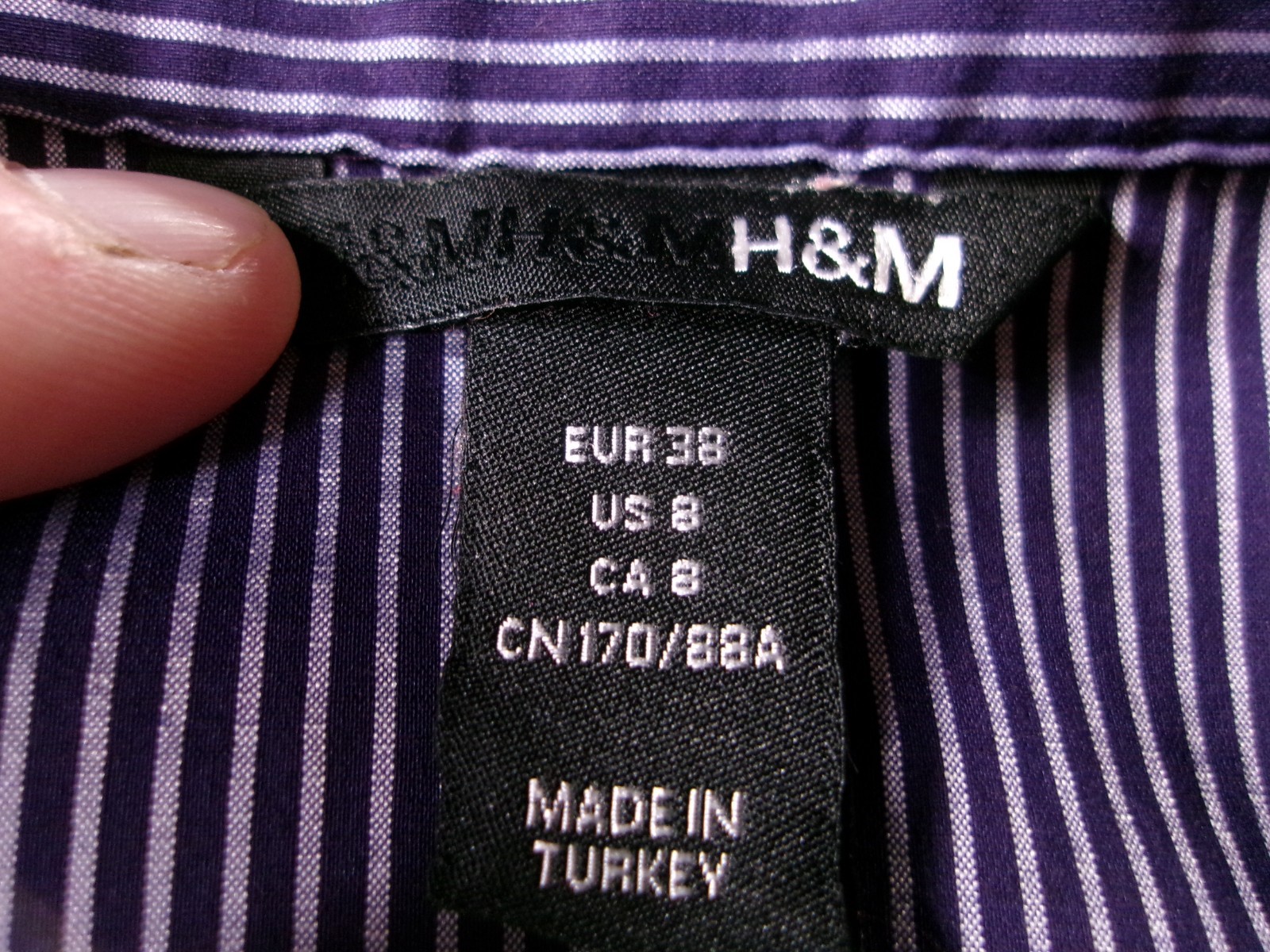 HM Top Woman 8 Purple Striped Base Layer Capsule Office Causal Preppy Day Basic