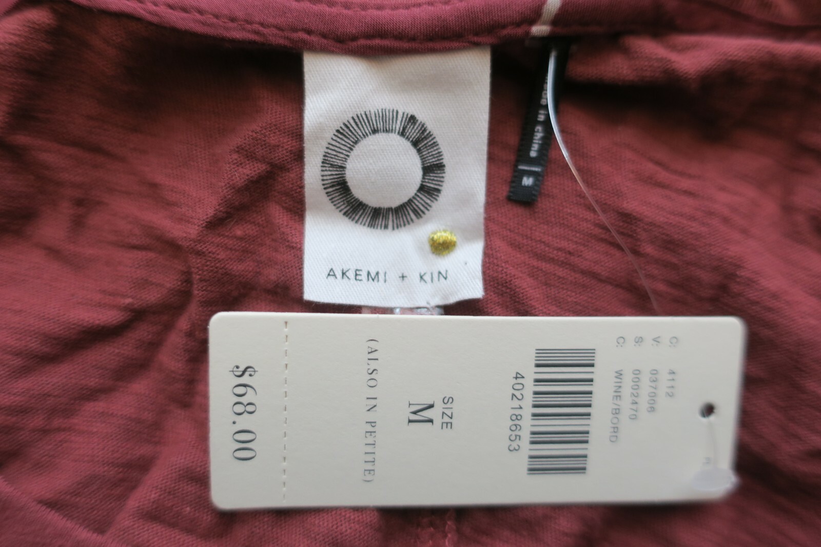 NEW Anthropologie AKEMI + KIN Wine/Burgundy Geometric Flowy Blouse Top Sz M