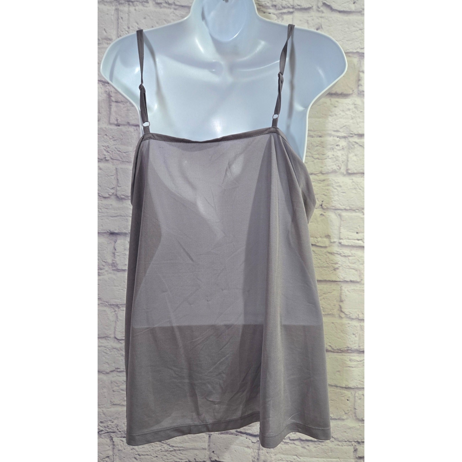 Gray Opaque Adjustable Spaghetti Straps Cami Large Lightweight
