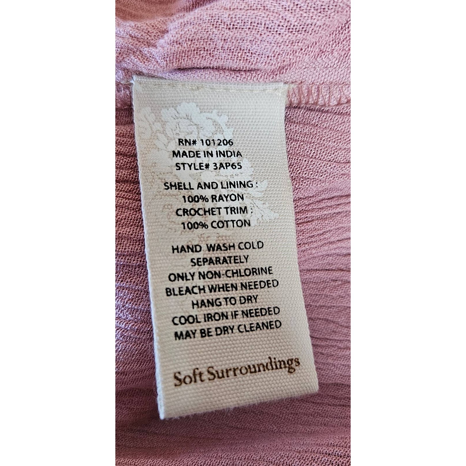 Soft Surroundings Tunic Womens M Pastel Pink Crochet Blouse Cottagecore Boho