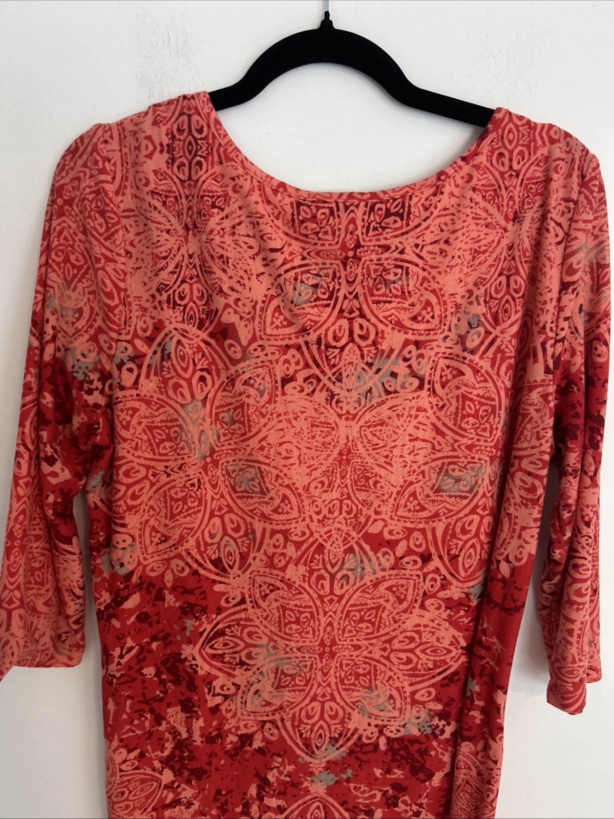 High Fifth Women’s Xl 3/4 Sleeve Orange Red Comfy Soft Summer Cotton Long Top