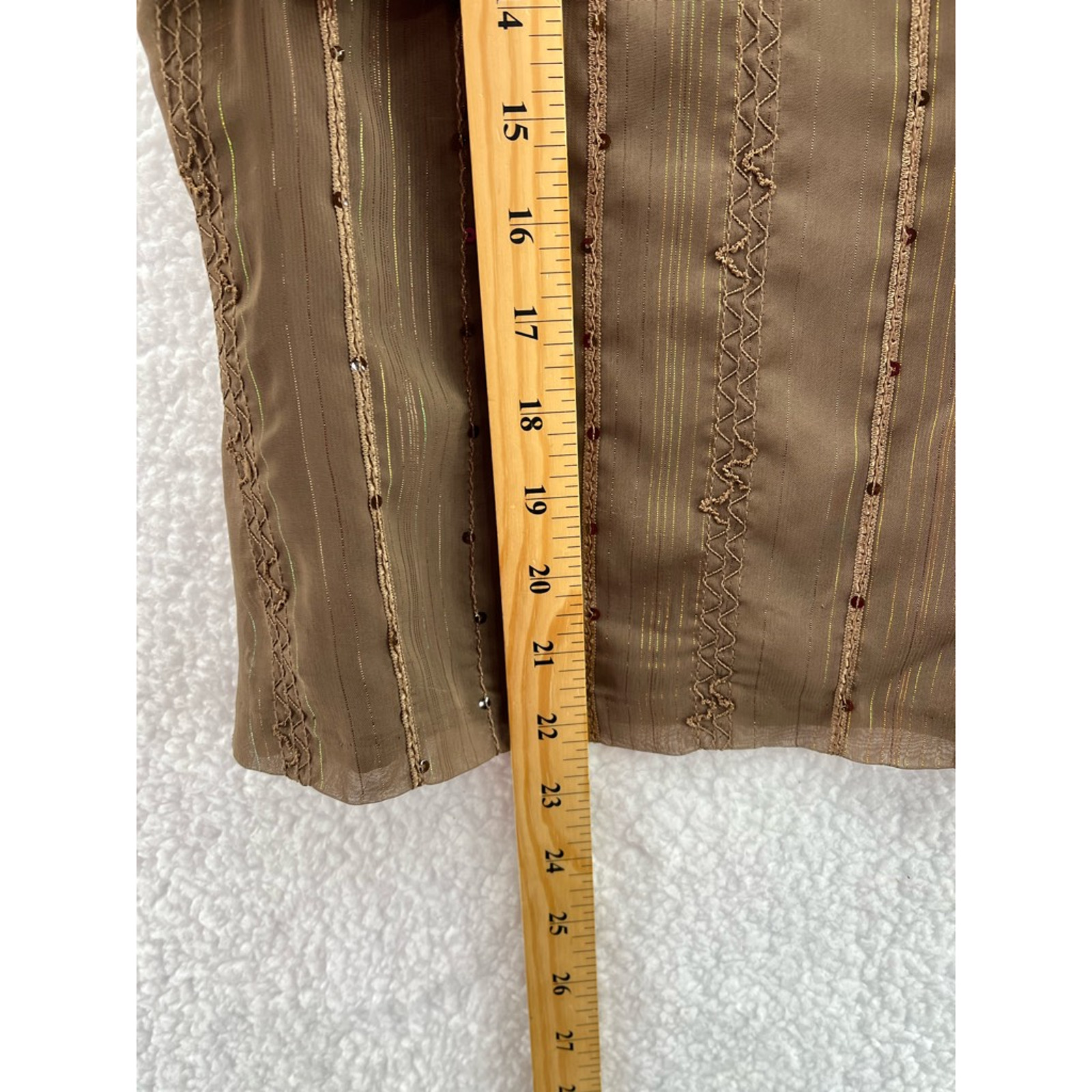 Judith Hart Collection Womens Blouse Brown Stripe Sleeveless Embellished 14 New