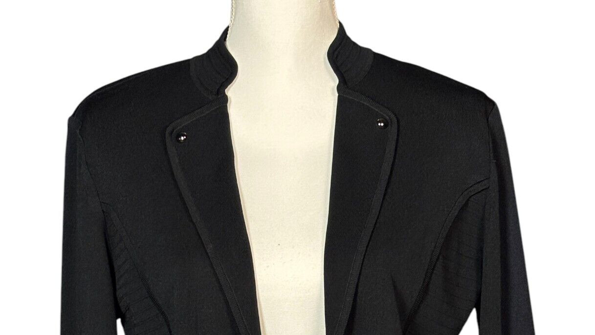 Ming Wang Jacket Cardigan Size XS Black Ribbed Long Sleeve Business Chic Work