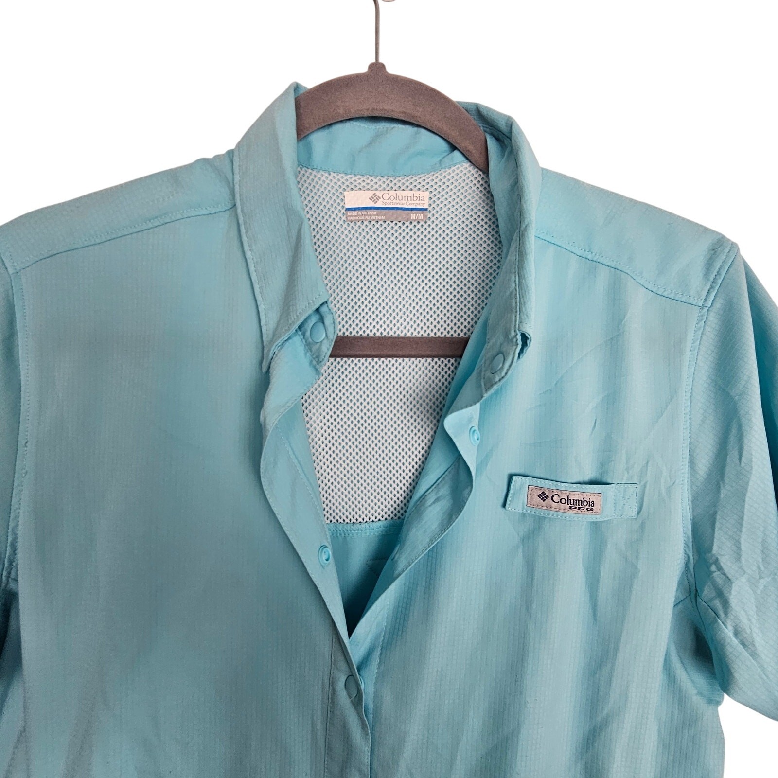 Columbia PFG Womens Vented Fishing Shirt Sz M Gorpcore Outdoor Snap Zip Pockets