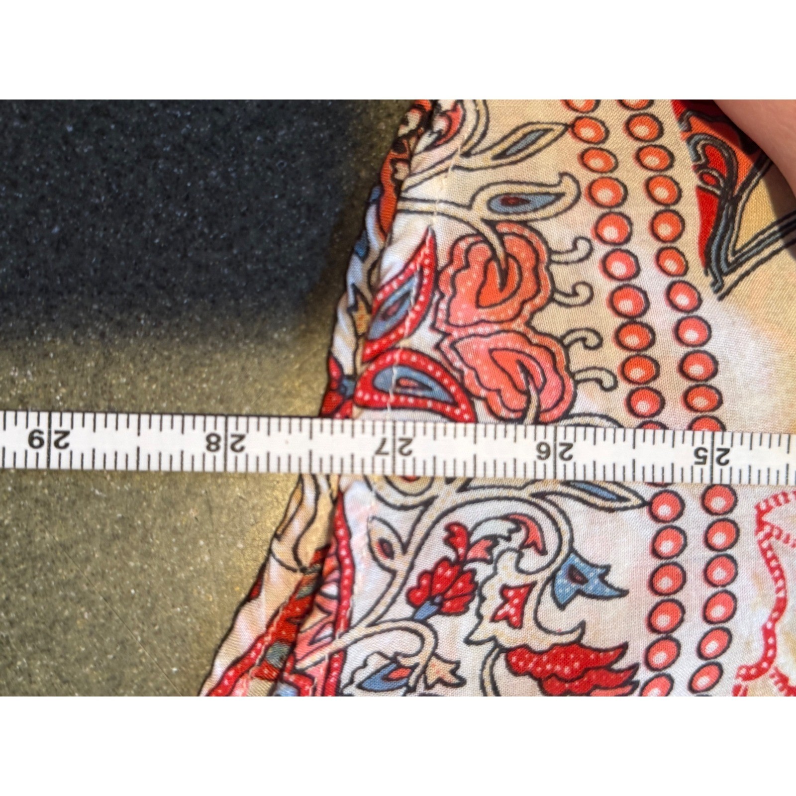 Sundance Womens Red Paisley Floral Rayon Boho Blouse Fringe Tassels Size M