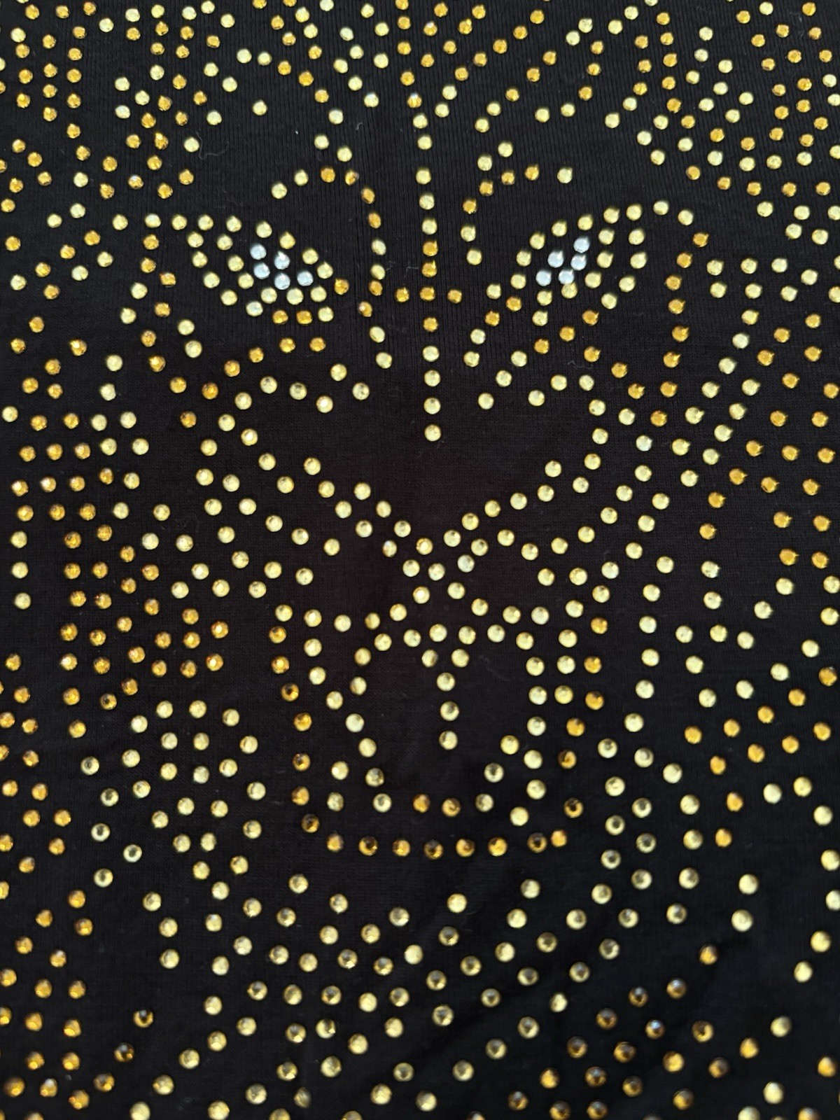 bebe Women’s T Shirt Top Black Jewel Studded Lion Logo Short Sleeve Stretch Sz M