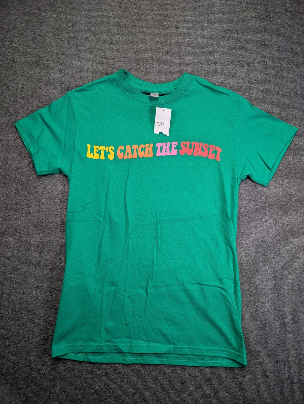 Rue 21 Green Graphic Tee Let’s Catch The Sunset Size S Ships Same Day*
