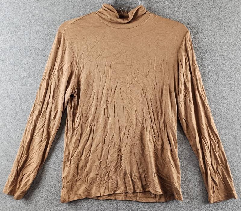 Jones New York Petite Seamless Long-Sleeve Turtleneck Top PL Caramel Pullover