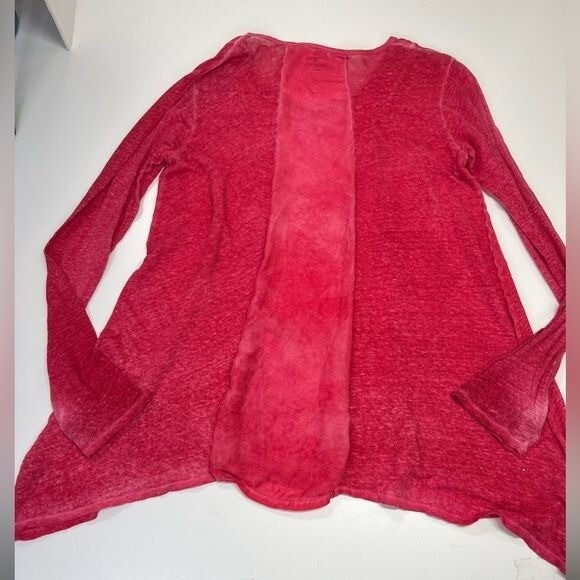 Johnny Was Pete & Greta 100% Linen Red long Sleeve Top Size Small Boho Lagenlook