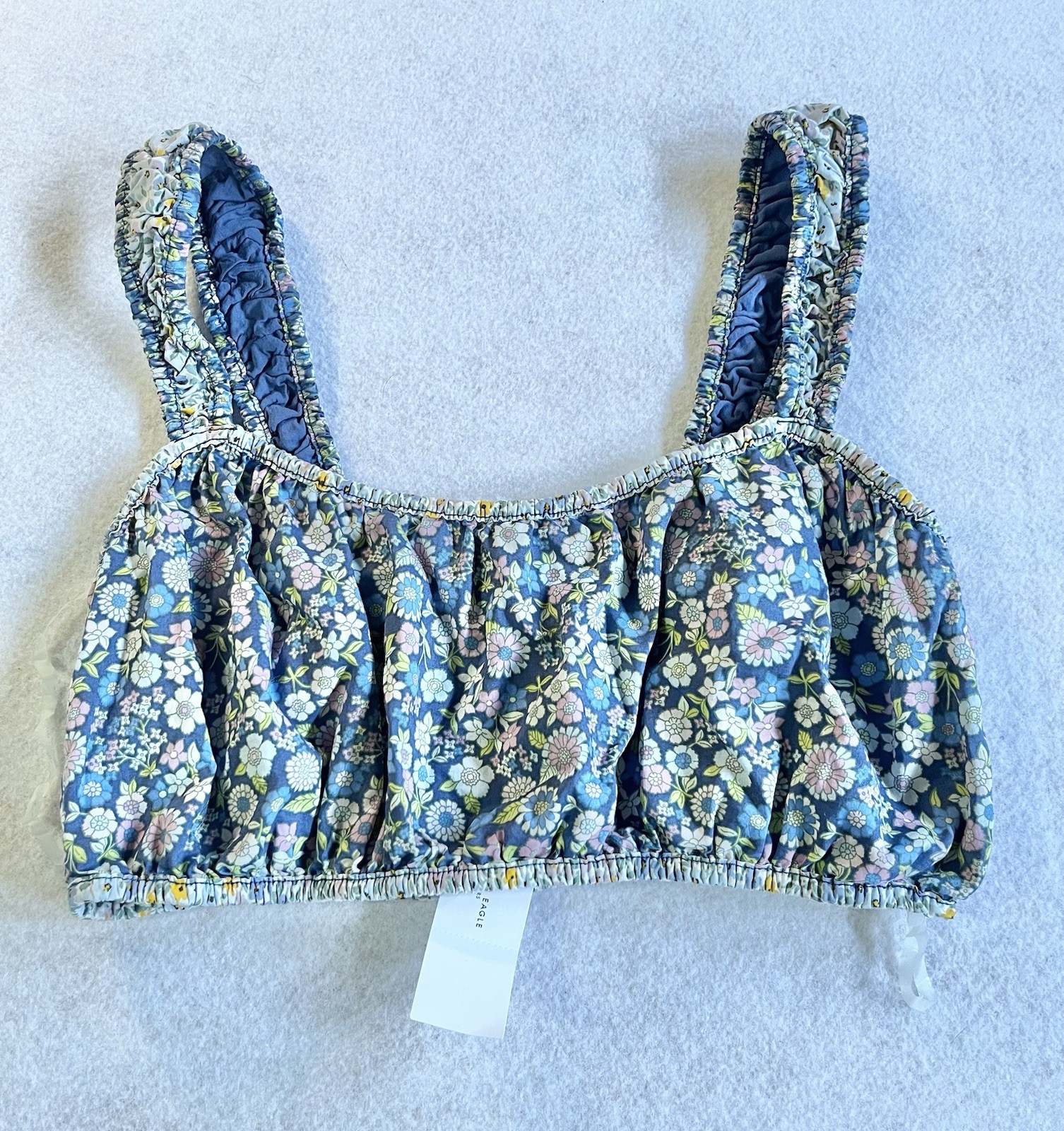 NWT American Eagle Outfitters Pull-on Crop Top M Blue Floral