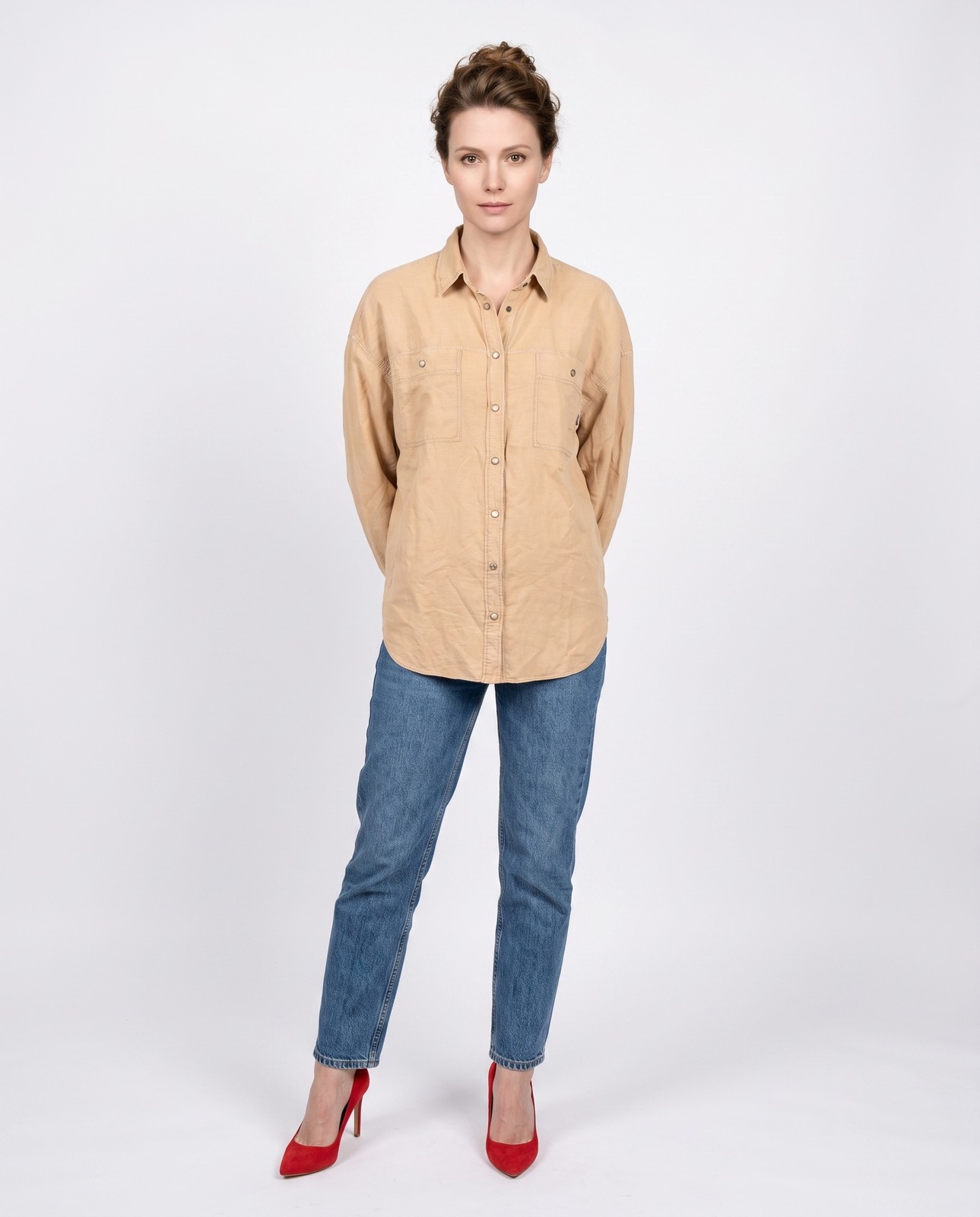 BRUNELLO CUCINELLI WOMEN’S LINEN BLEND WESTERN STYLE CASUAL SHIRT NWT MSRP $1975