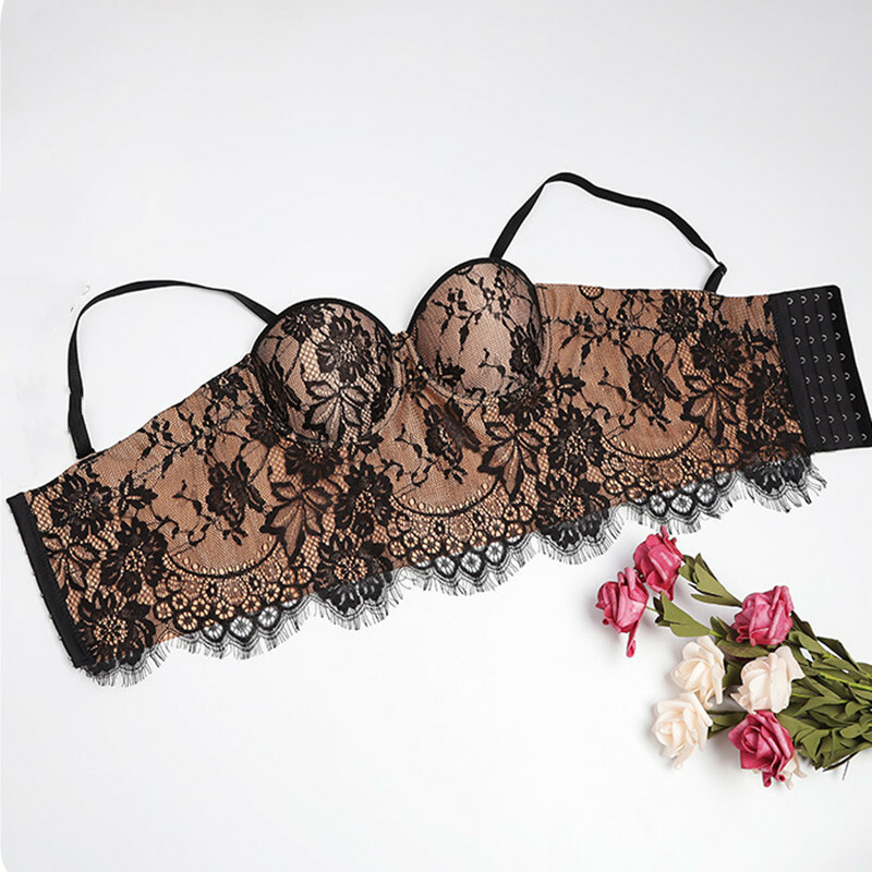 Lady Floral Lace Tank Bustier Bra Bralette Corset Crop Top Spaghetti Straps Sexy