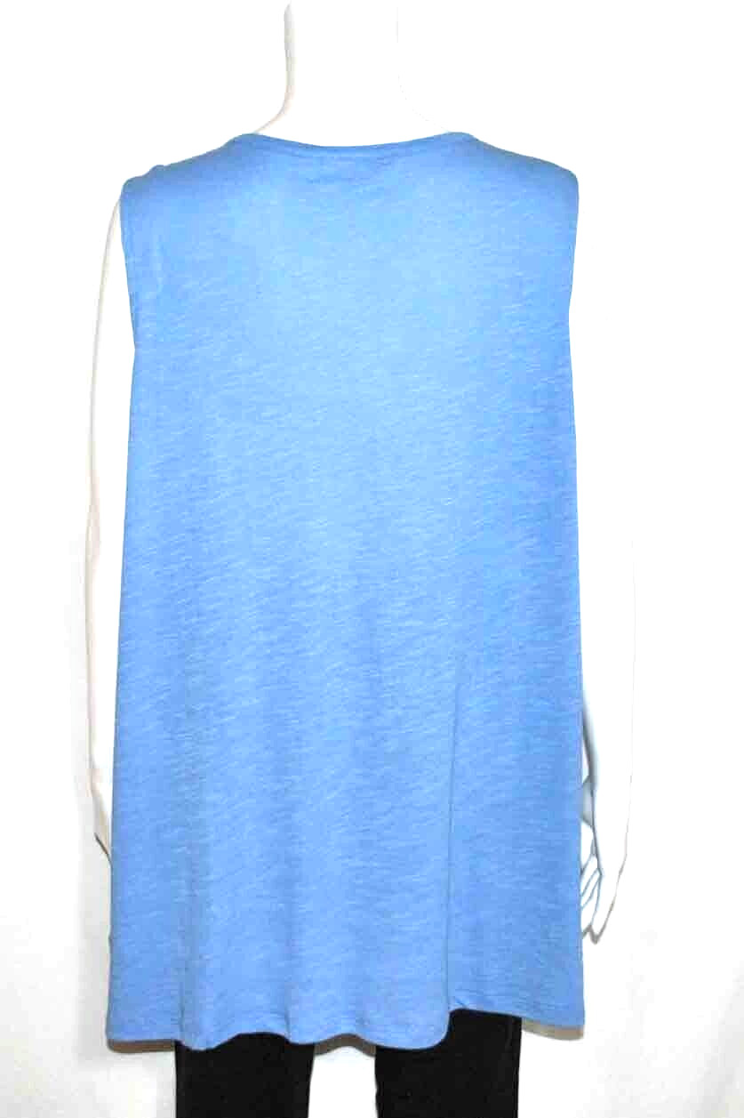 Denim& Co Naturals Petite Linen Slub Jersey Tunic, Riviera Blue, X-Large A398931