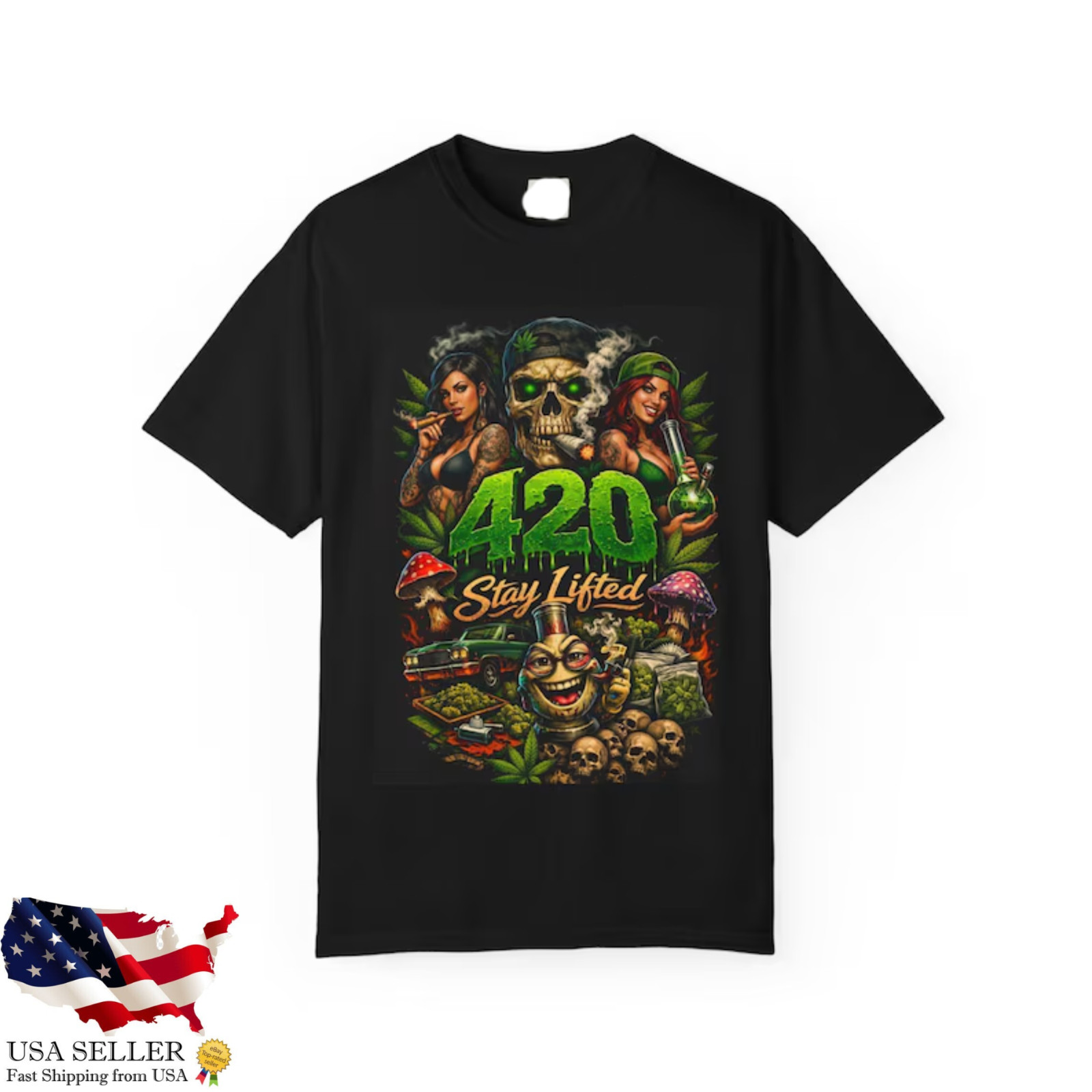 Funny 420 Shirt Stay Lifted Cannabis Graphic Tee Weed Lover Gift