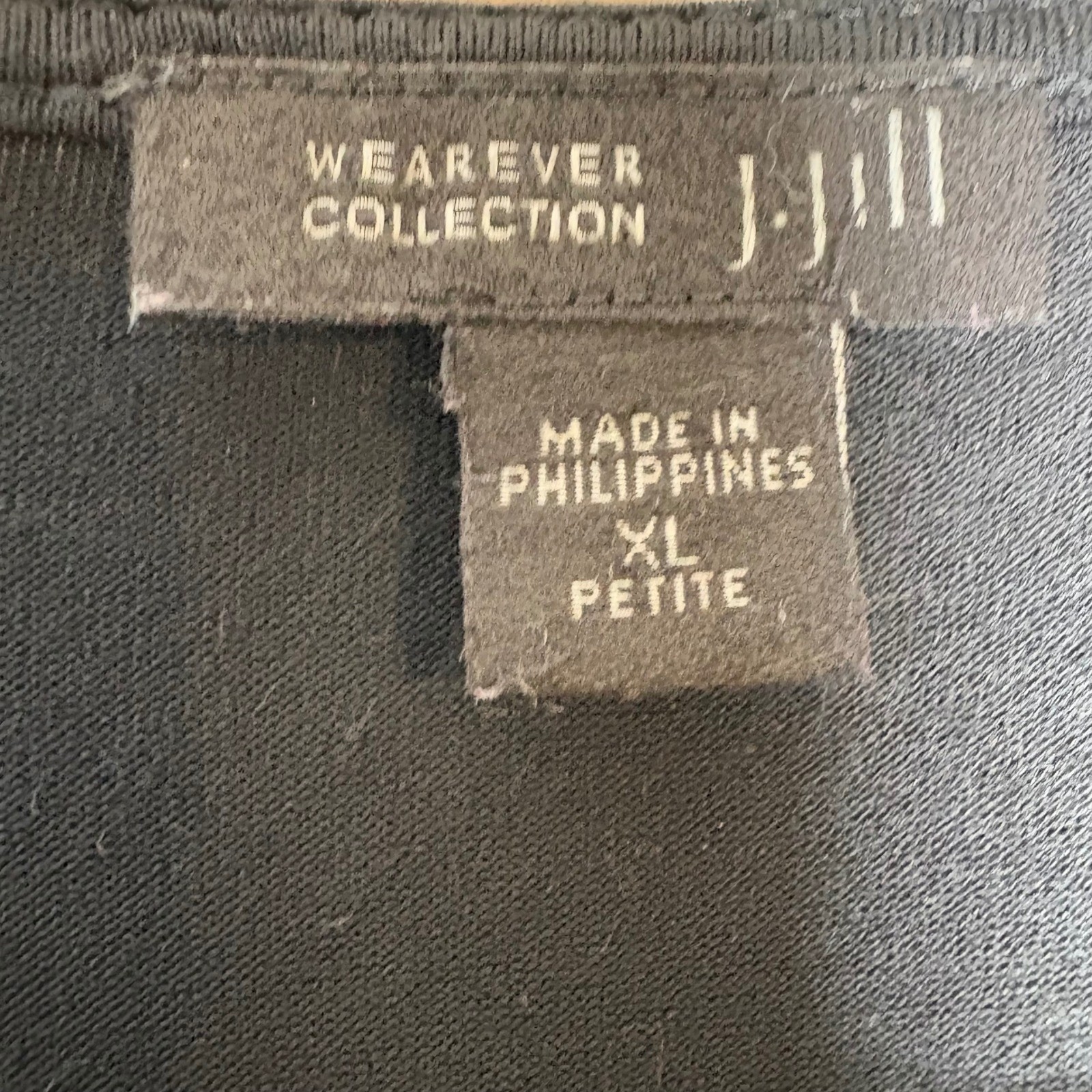 J. Jill Wearever Black Tunic Top XL Petite 3/4 Sleeve Scoop Neck Stretch