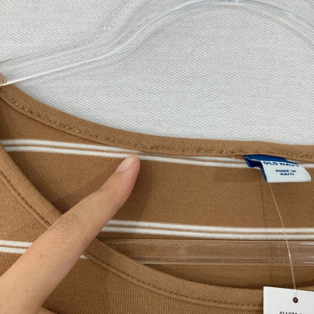 New Old Navy Tan Striped Luxe Ultra Soft Stretch Long Sleeve Top XXL Tall