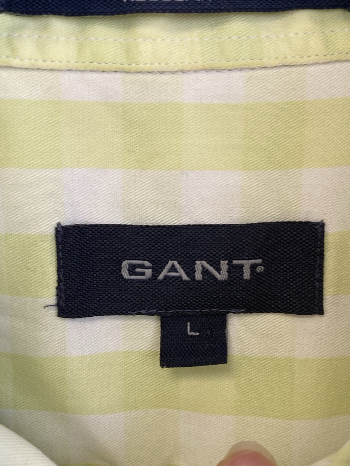 Gant Lime Green Gingham Check Regular Fit Short Sleeved Button Down Shirt UKL PN
