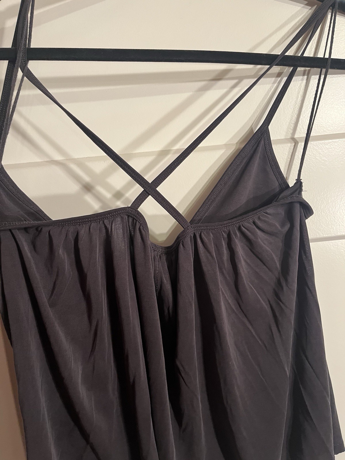 Free People Womens Black Strappy Babydoll Cami Top Criss Cross Back Boho