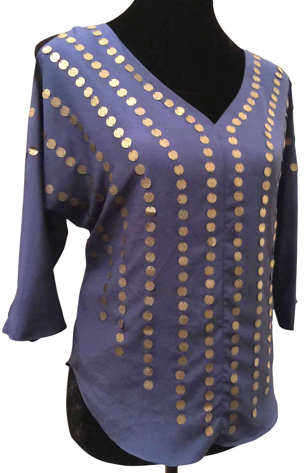 Anthropologie Sparkle & Fade Womens Dolman Top Size Small Blue Cold Shoulder