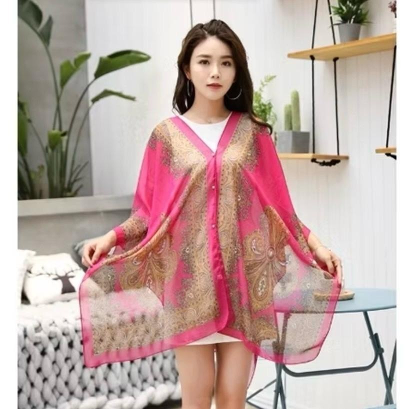 Shawl Batik Silk Scarf Chiffon Lady Blouse Top Women’s Beachside