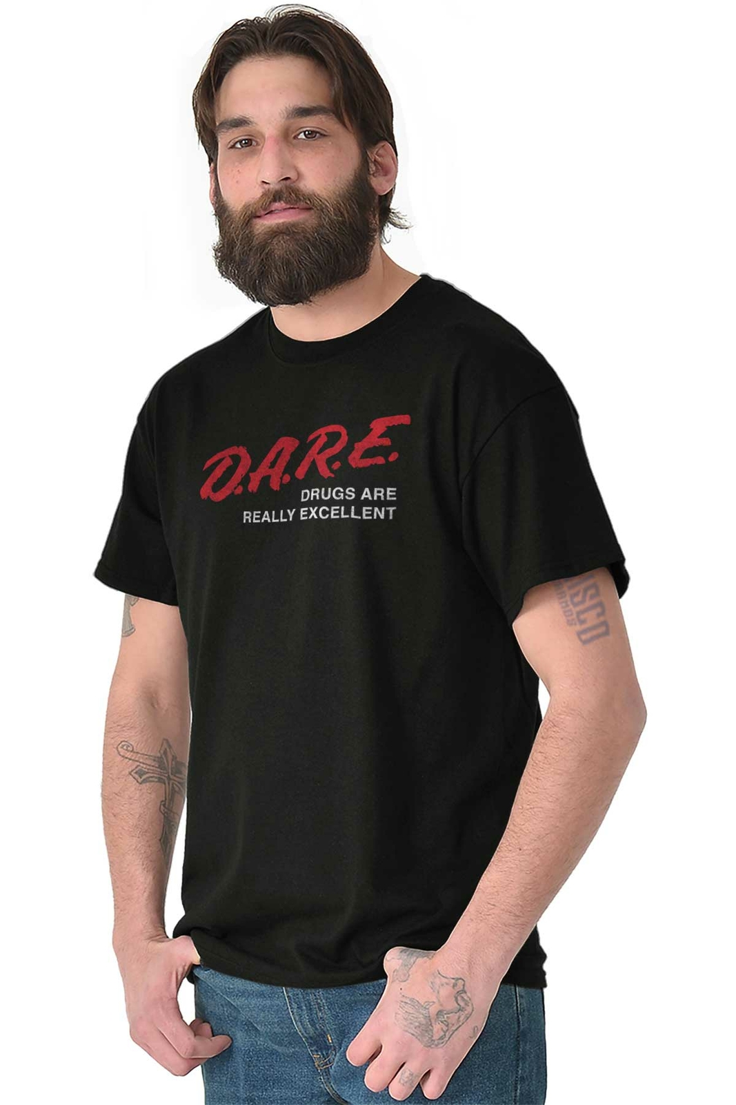 DARE Drugs Are Really Excellent Weed Stoner Womens or Mens Crewneck T Shirt Tee
