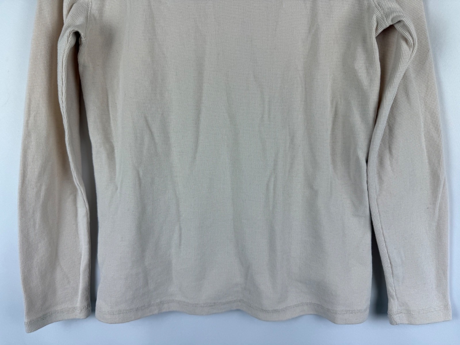 Makers Mark Whiskey Beige Red Button Henley Thermal Waffle Knit Shirt Large L