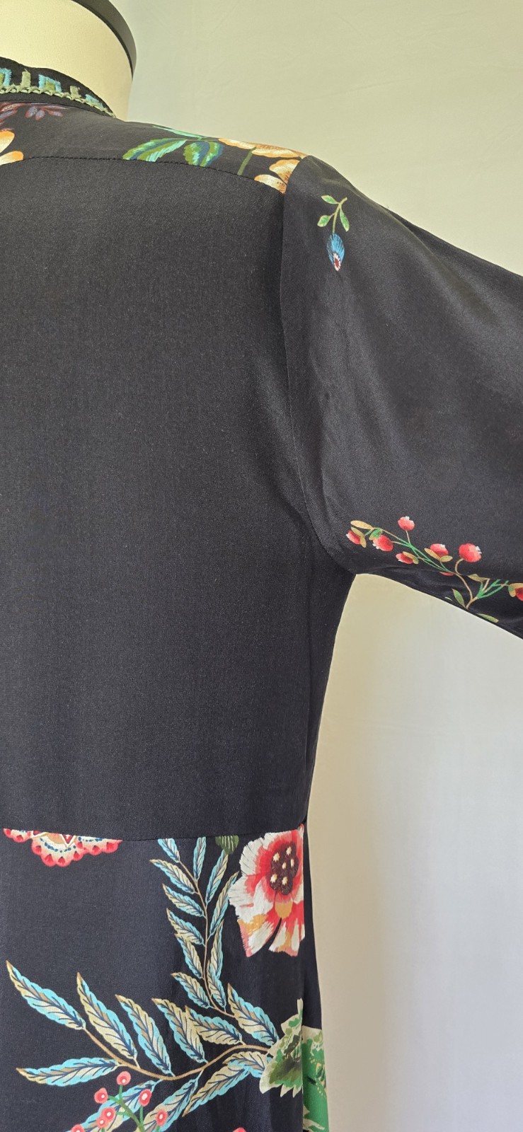 Biya by Johnny Was Lemona Black Embroidered Shift Dress Boho Floral Size S