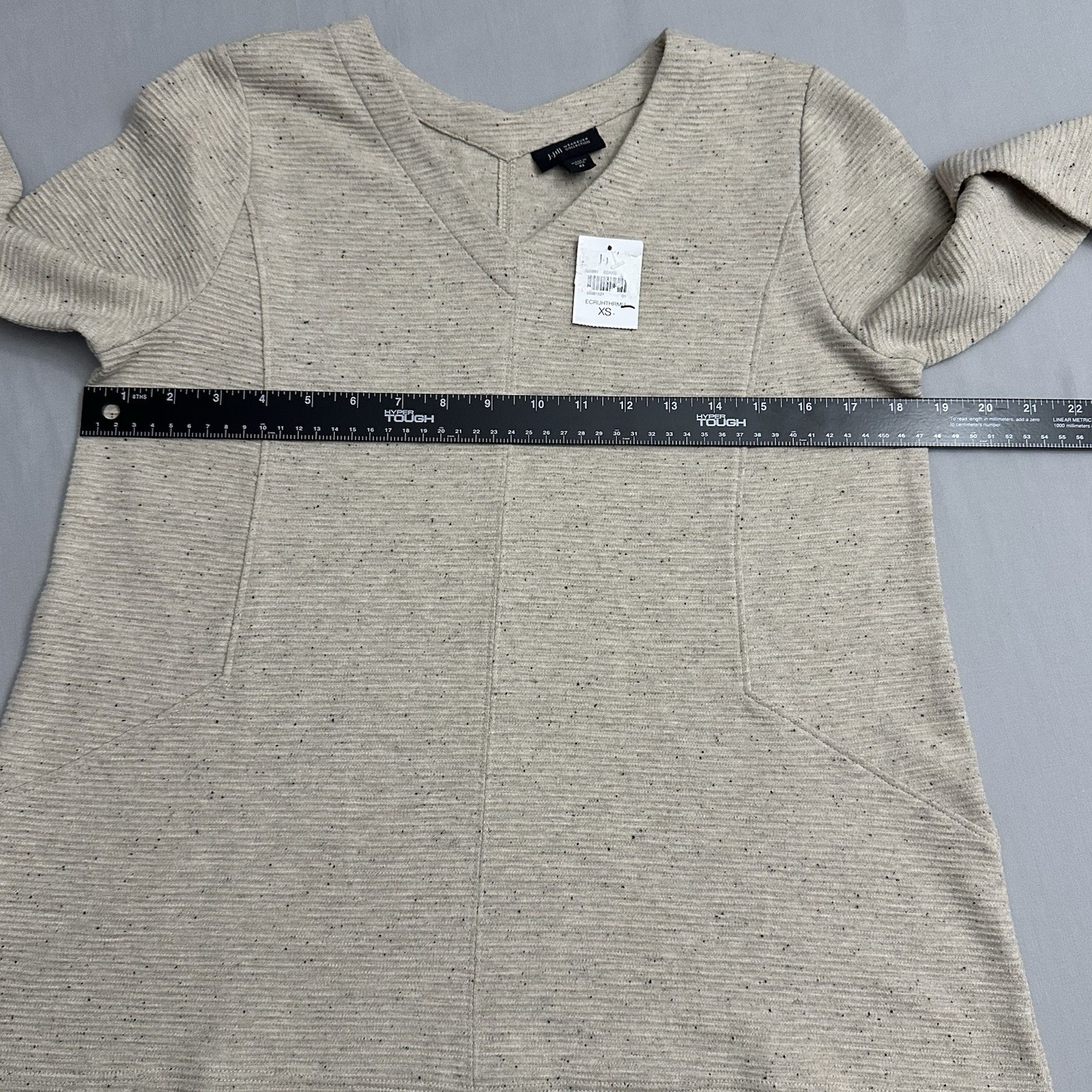 J Jill Top Womens XS Beige Speckled VNeck Pullover Poly Cotton Knit Sweater Tan