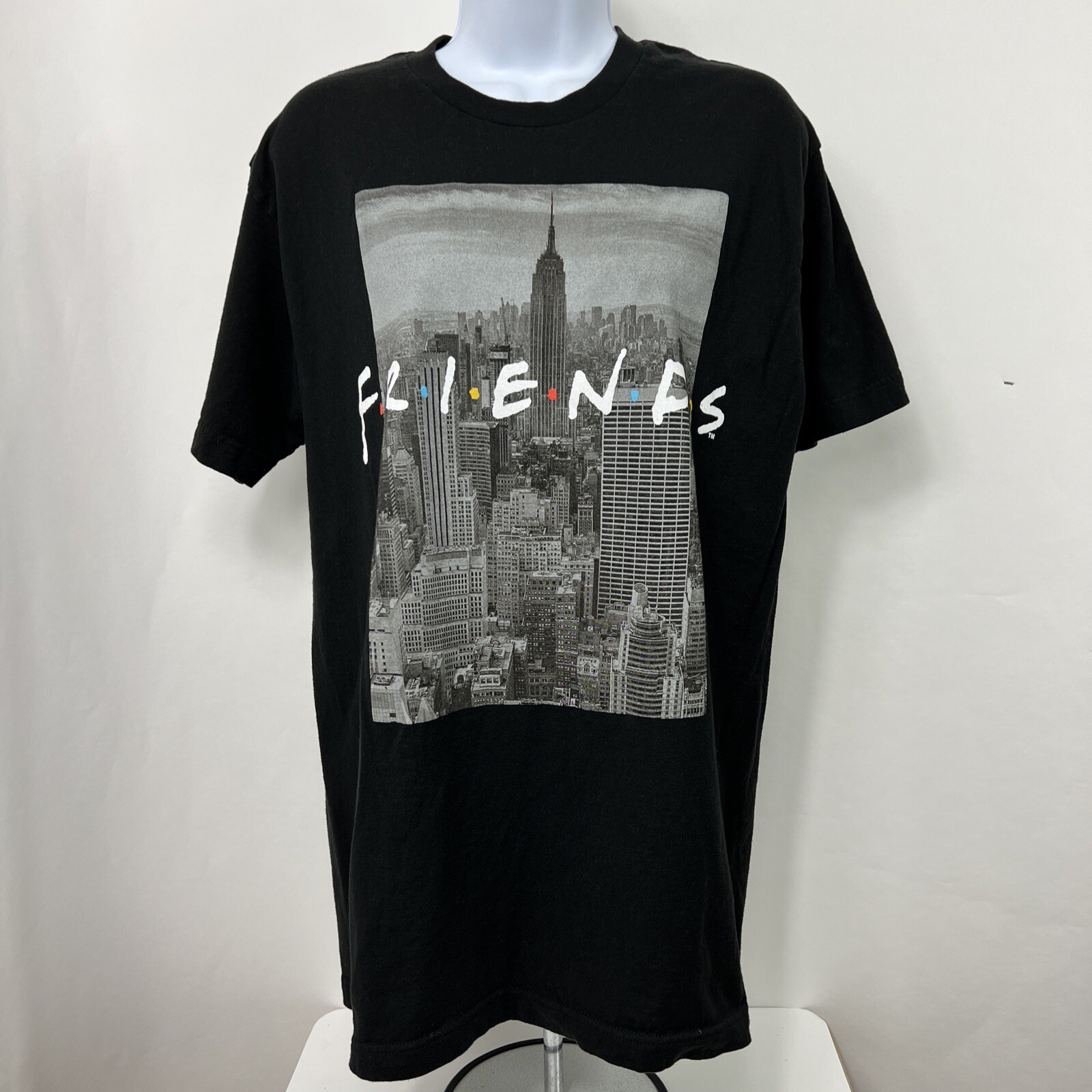 Friends T Shirt Large Black Short Sleeve Crew Neck Tee Womens 100% Cotton Jersey