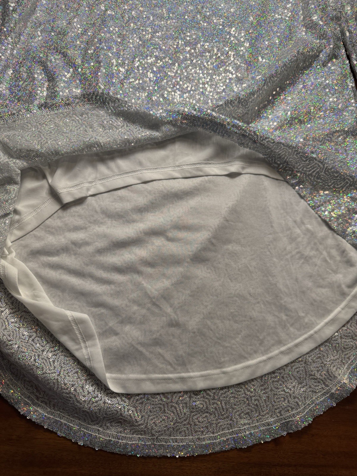 Made With Love Womens Silver Sparkle Sequins Hi-low Tunic Blouse Sz S – NEW