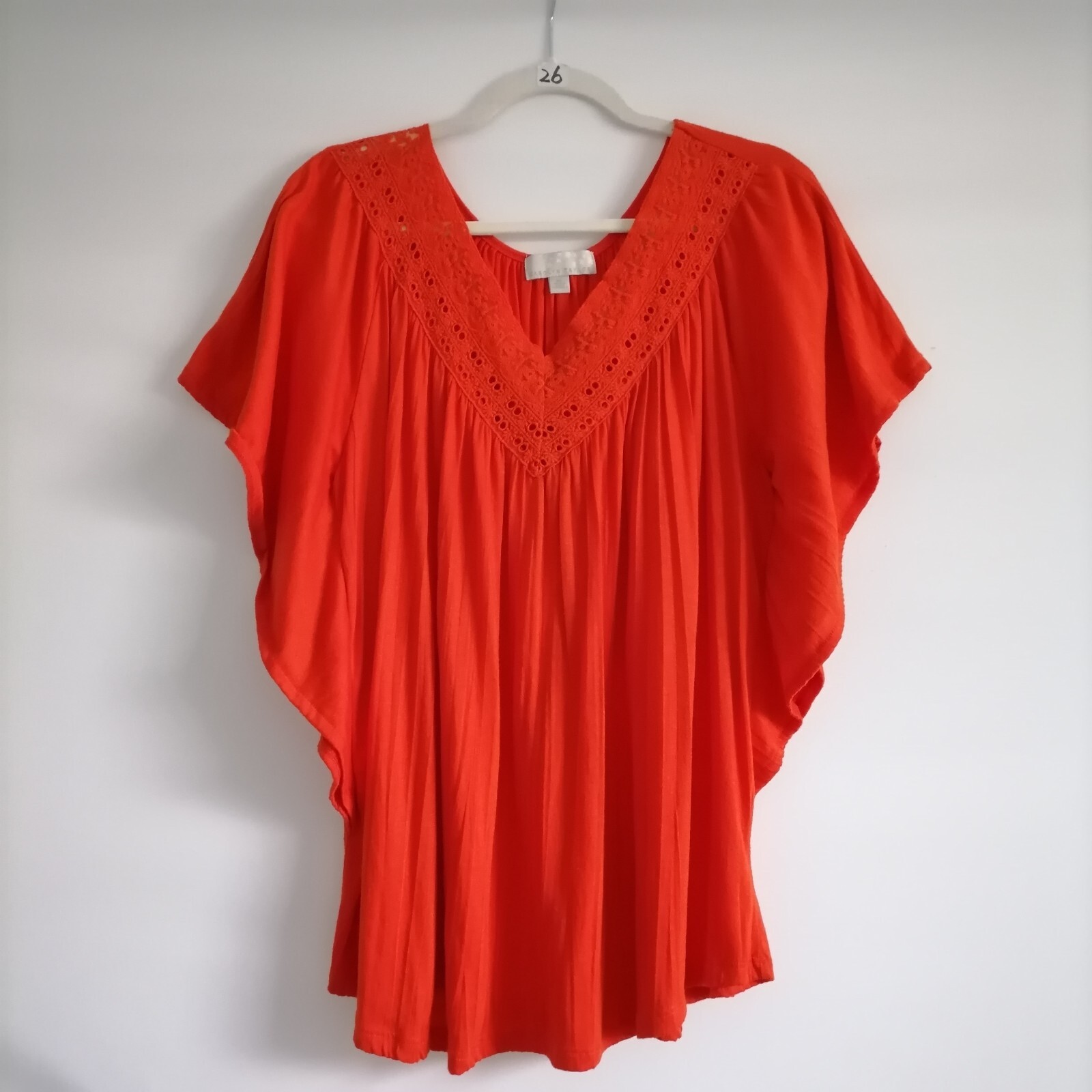 Carolyn Taylor Womens Red Crochet Lace Detailing Bohemian Blouse Top Size XL