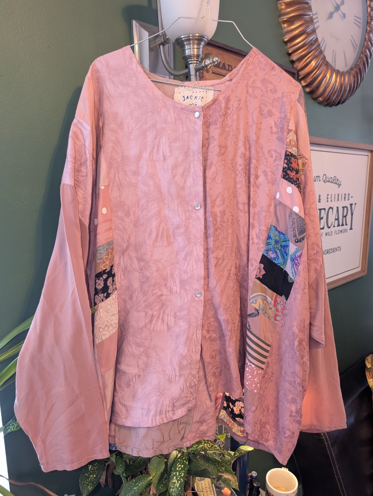 Jackie Loves John Boho Artsy Colorblock Cardigan Maximalist Art To Wear Pink